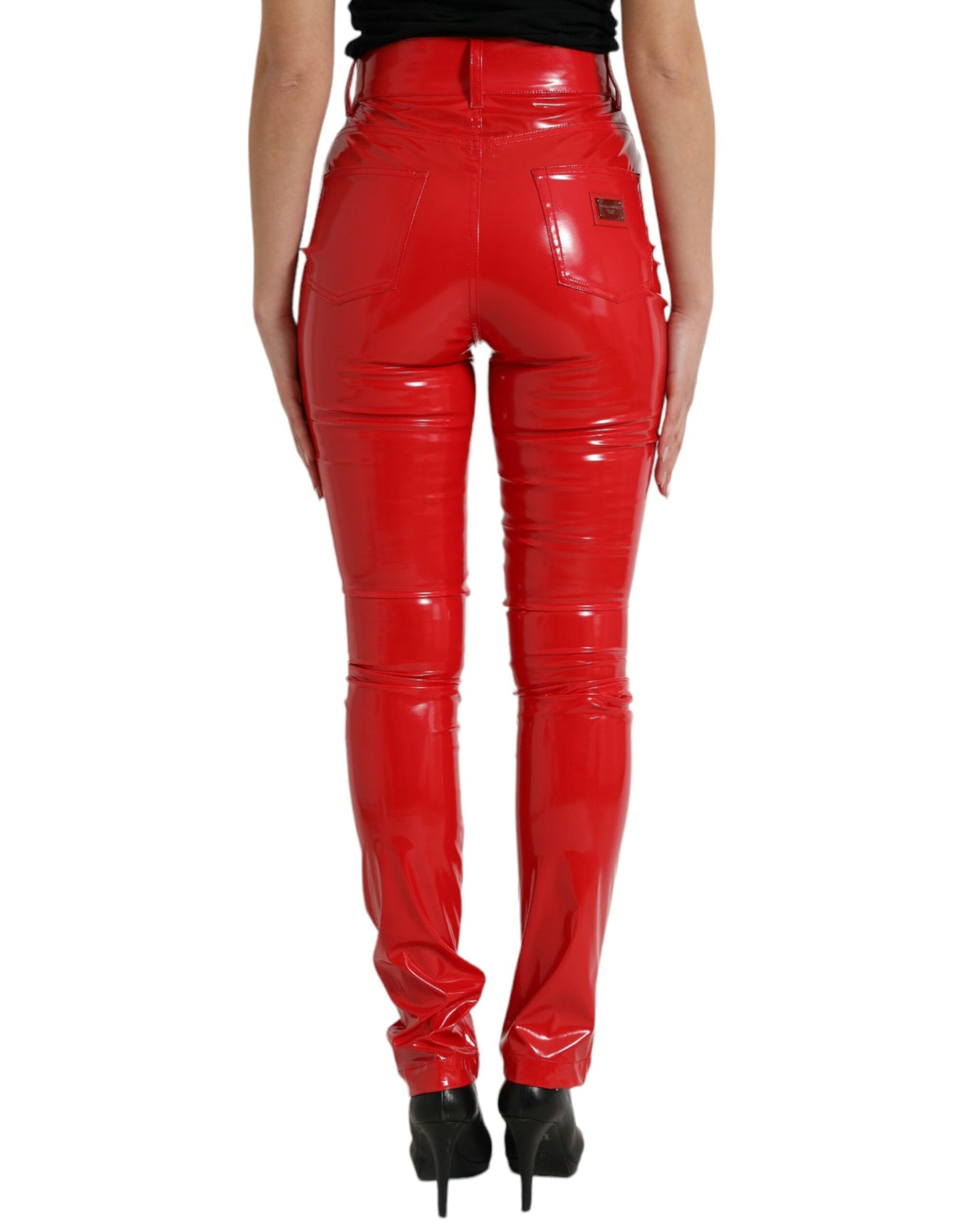 Dolce &amp; Gabbana High Waist Red Skinny Pants - Sleek and Chic