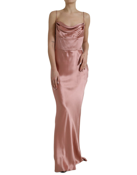 Dolce &amp; Gabbana Elegant Long Silk Gown in Pink