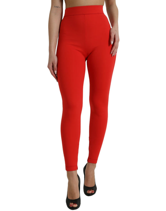 Dolce &amp; Gabbana Elegant High Waist Red Leggings