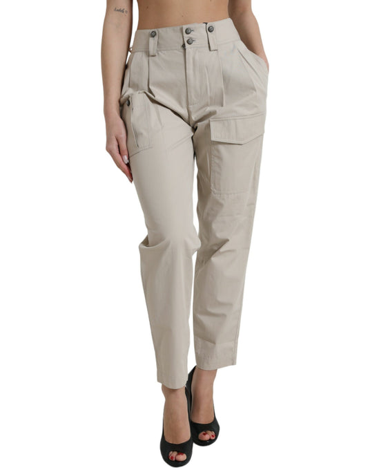 Dolce &amp; Gabbana High-Waisted Tapered Fashion Pants - Beige