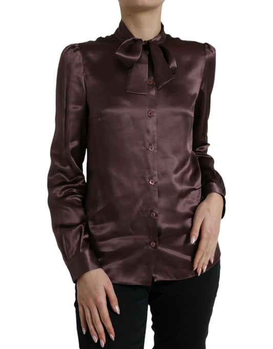 Dolce &amp; Gabbana Elegant Silk Ascot Collar Blouse