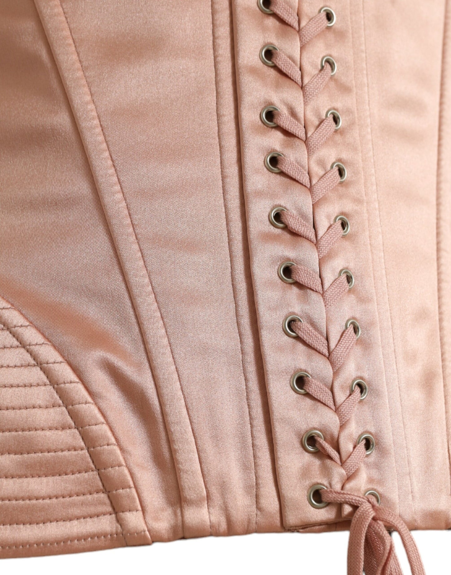 Dolce &amp; Gabbana Elegant Pink Lace-Up Corset Belt