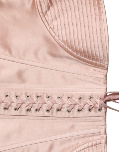 Dolce &amp; Gabbana Elegant Pink Lace-Up Corset Belt