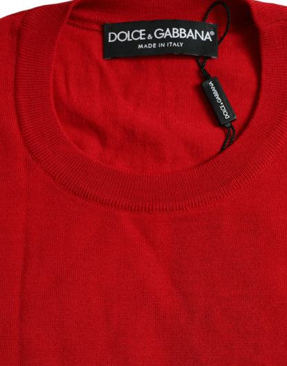 Dolce &amp; Gabbana Radiant Red Wool Pullover Sweater