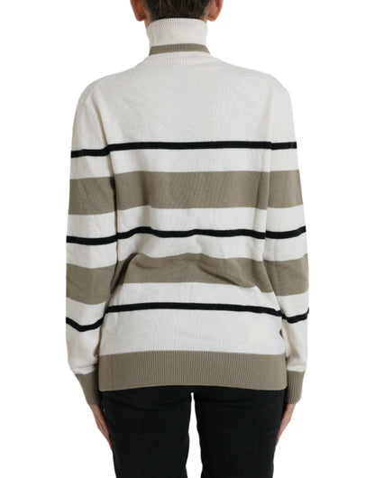 Dolce &amp; Gabbana Italian Striped Wool Turtleneck Sweater