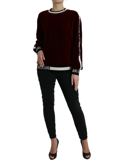 Dolce &amp; Gabbana Elegant Burgundy Silk-Blend Sweater