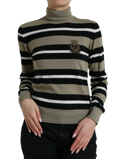 Dolce &amp; Gabbana Elegant Striped Turtleneck Wool Sweater