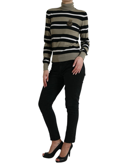 Dolce &amp; Gabbana Elegant Striped Turtleneck Wool Sweater