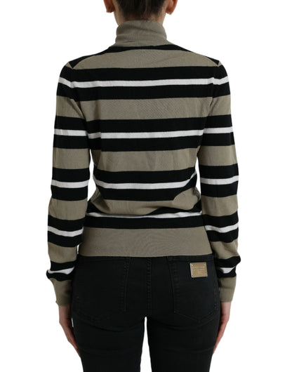 Dolce &amp; Gabbana Elegant Striped Turtleneck Wool Sweater