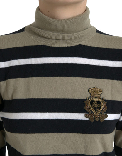 Dolce &amp; Gabbana Elegant Striped Turtleneck Wool Sweater