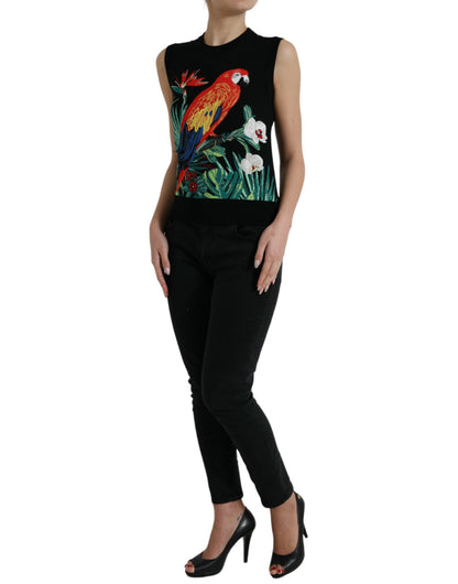 Dolce &amp; Gabbana Elegant Jungle Print Crew Neck Tank Top