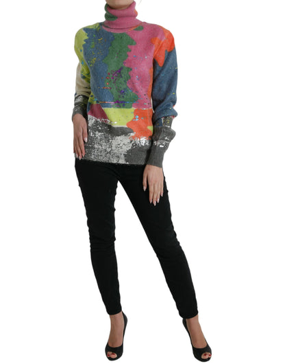 Dolce &amp; Gabbana Multicolor Mohair Turtleneck Casual Sweater