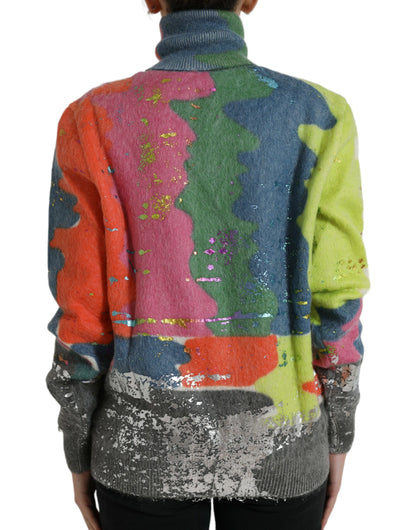 Dolce &amp; Gabbana Multicolor Mohair Turtleneck Casual Sweater