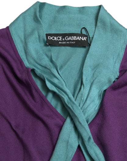 Dolce &amp; Gabbana Multicolor Silk Pussy-bow Sweater