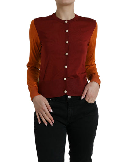 Dolce &amp; Gabbana Elegant Silk Cardigan Sweater in Vibrant Tones