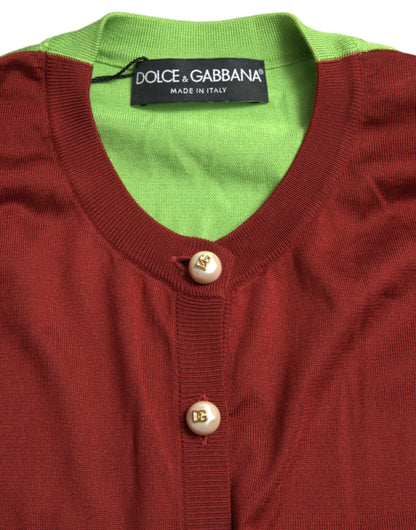 Dolce &amp; Gabbana Elegant Silk Cardigan Sweater in Vibrant Tones