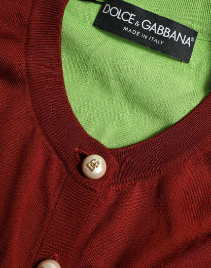 Dolce &amp; Gabbana Elegant Silk Cardigan Sweater in Vibrant Tones