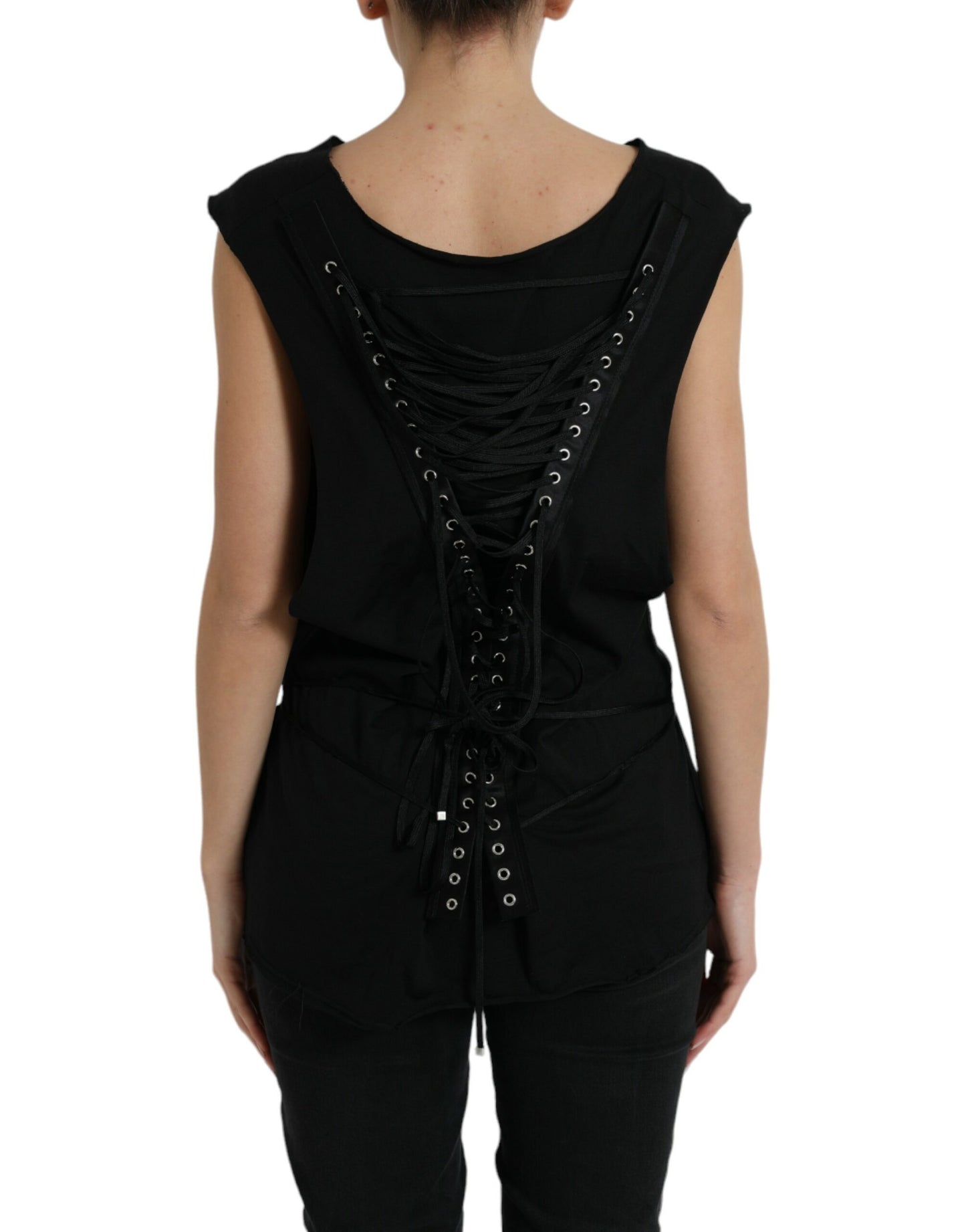 Dolce &amp; Gabbana Elegant Black Round Neck Tank Top