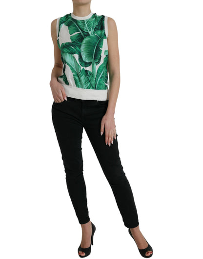 Dolce &amp; Gabbana Silk Banana Leaf Print Tank Top