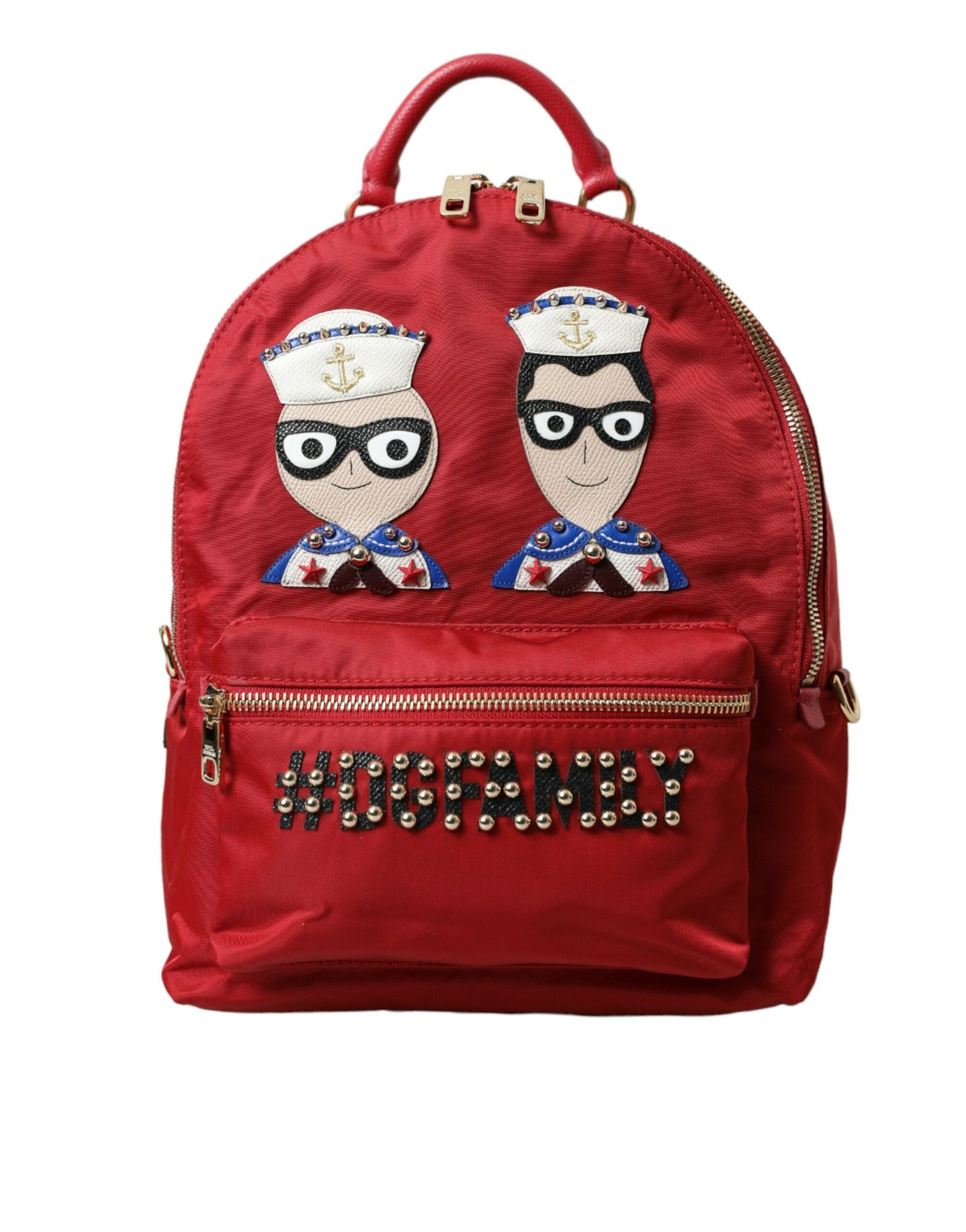 Dolce &amp; Gabbana Embellished Red Backpack with Gold Detailing