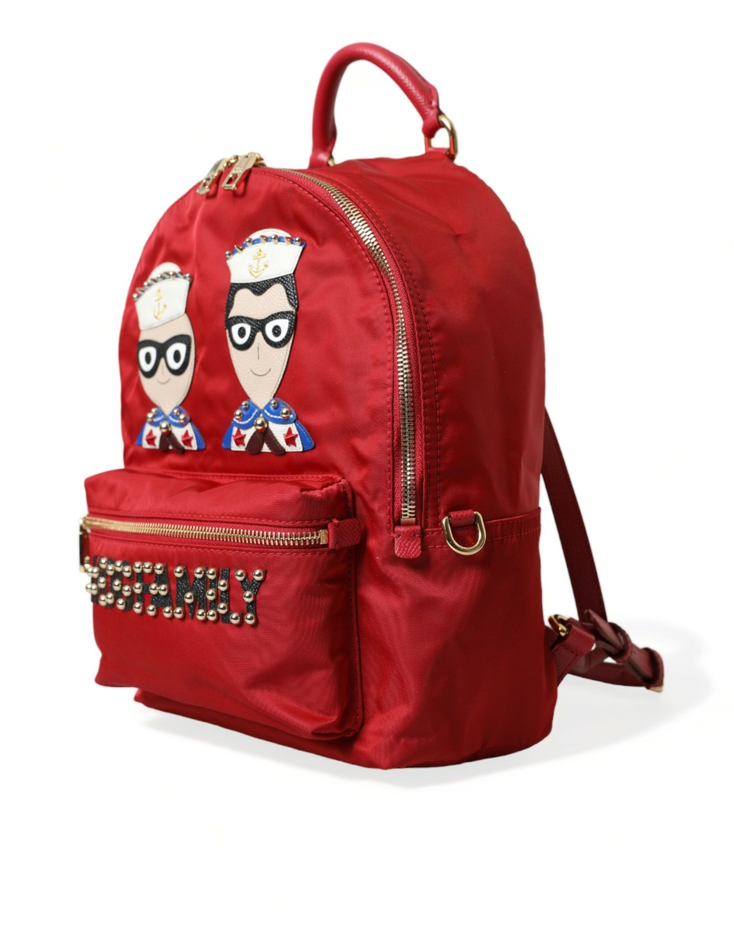 Dolce &amp; Gabbana Embellished Red Backpack with Gold Detailing