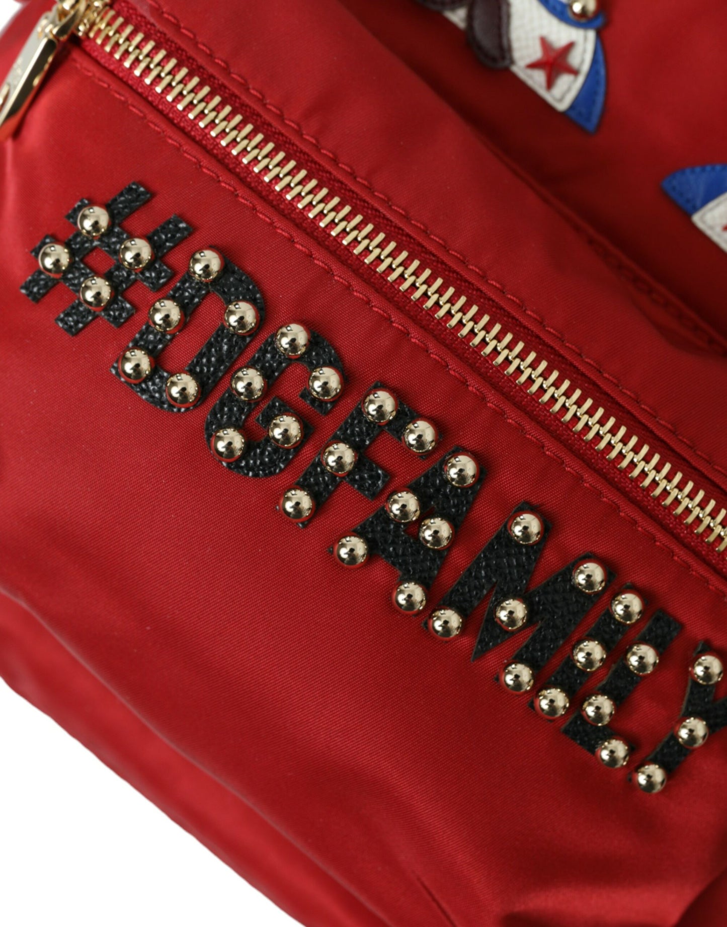 Dolce &amp; Gabbana Embellished Red Backpack with Gold Detailing