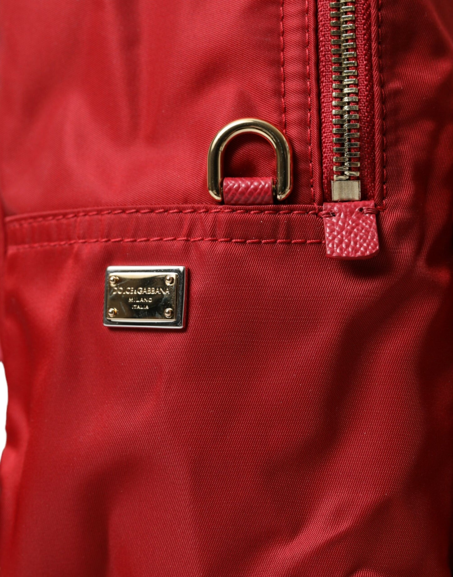 Dolce &amp; Gabbana Embellished Red Backpack with Gold Detailing