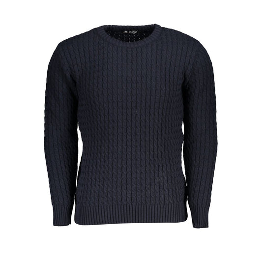 US Grand Polo Elegant Crew Neck Twisted Blue Sweater