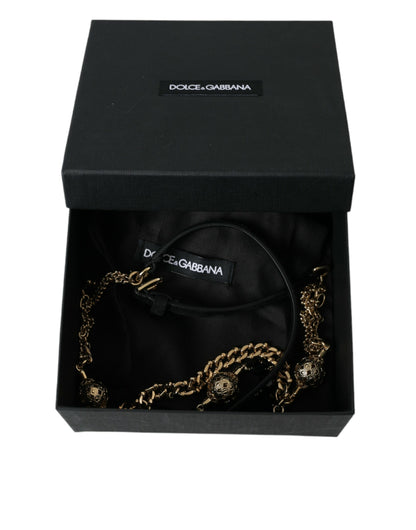 Dolce &amp; Gabbana Elegant Crystal Bounce Leather Waist Belt