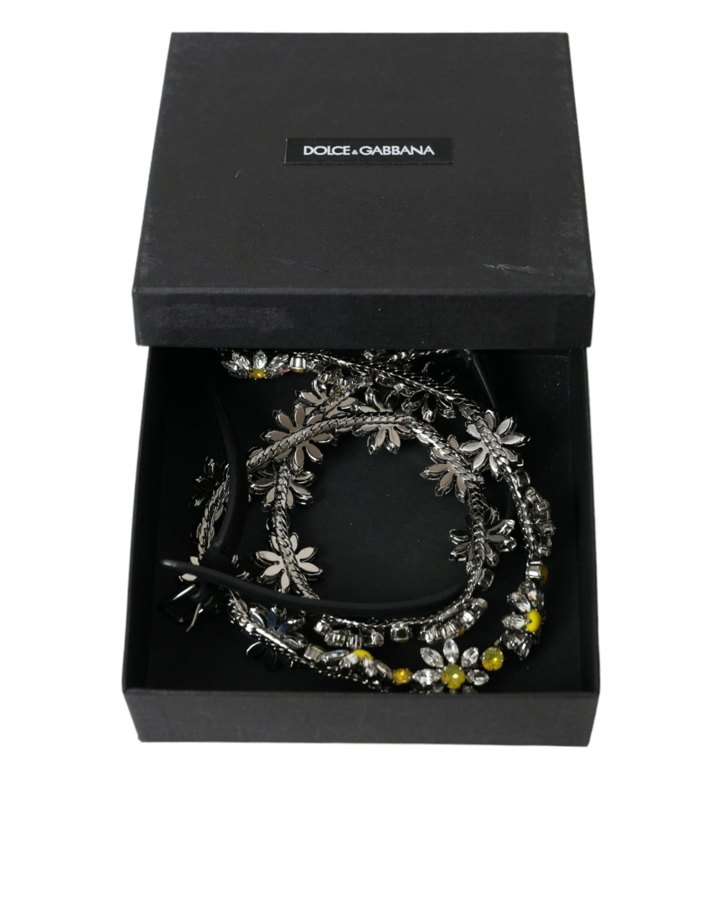 Dolce &amp; Gabbana Elegant Crystal-Embellished Leather Belt