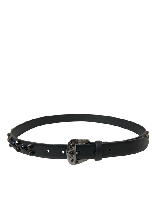 Dolce &amp; Gabbana Engraved Logo Leather Waist Belt