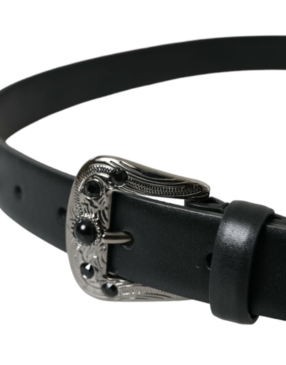 Dolce &amp; Gabbana Engraved Logo Leather Waist Belt