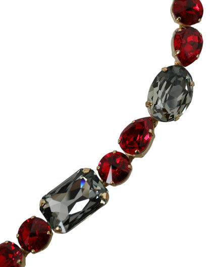 Dolce &amp; Gabbana Radiant Red Crystal Buckle Waist Belt