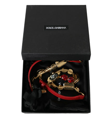 Dolce &amp; Gabbana Radiant Red Crystal Buckle Waist Belt