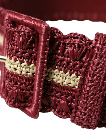 Dolce &amp; Gabbana Maroon Elegance Canvas Waist Belt