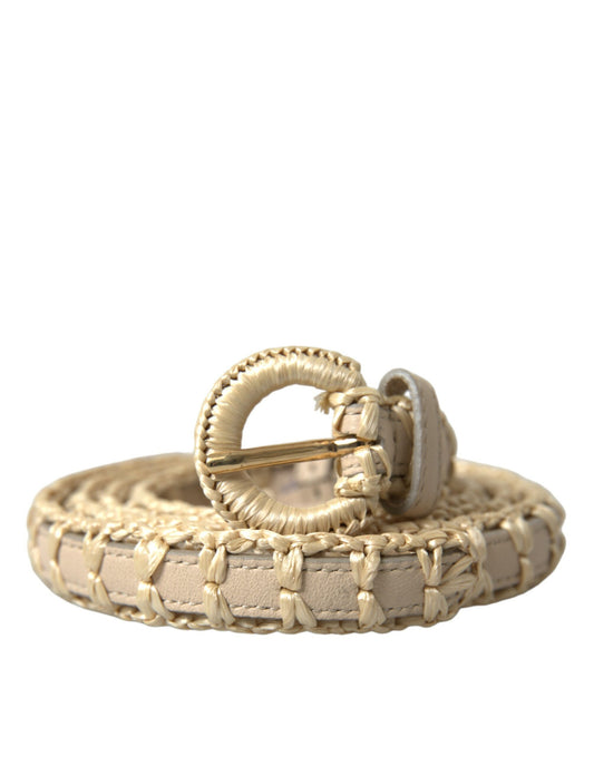 Dolce &amp; Gabbana Elegant Beige Leather Waist Belt