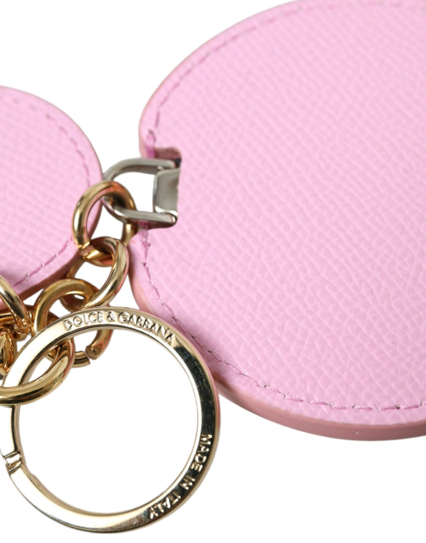 Dolce &amp; Gabbana Elegant Pink Gold Leather Keychain