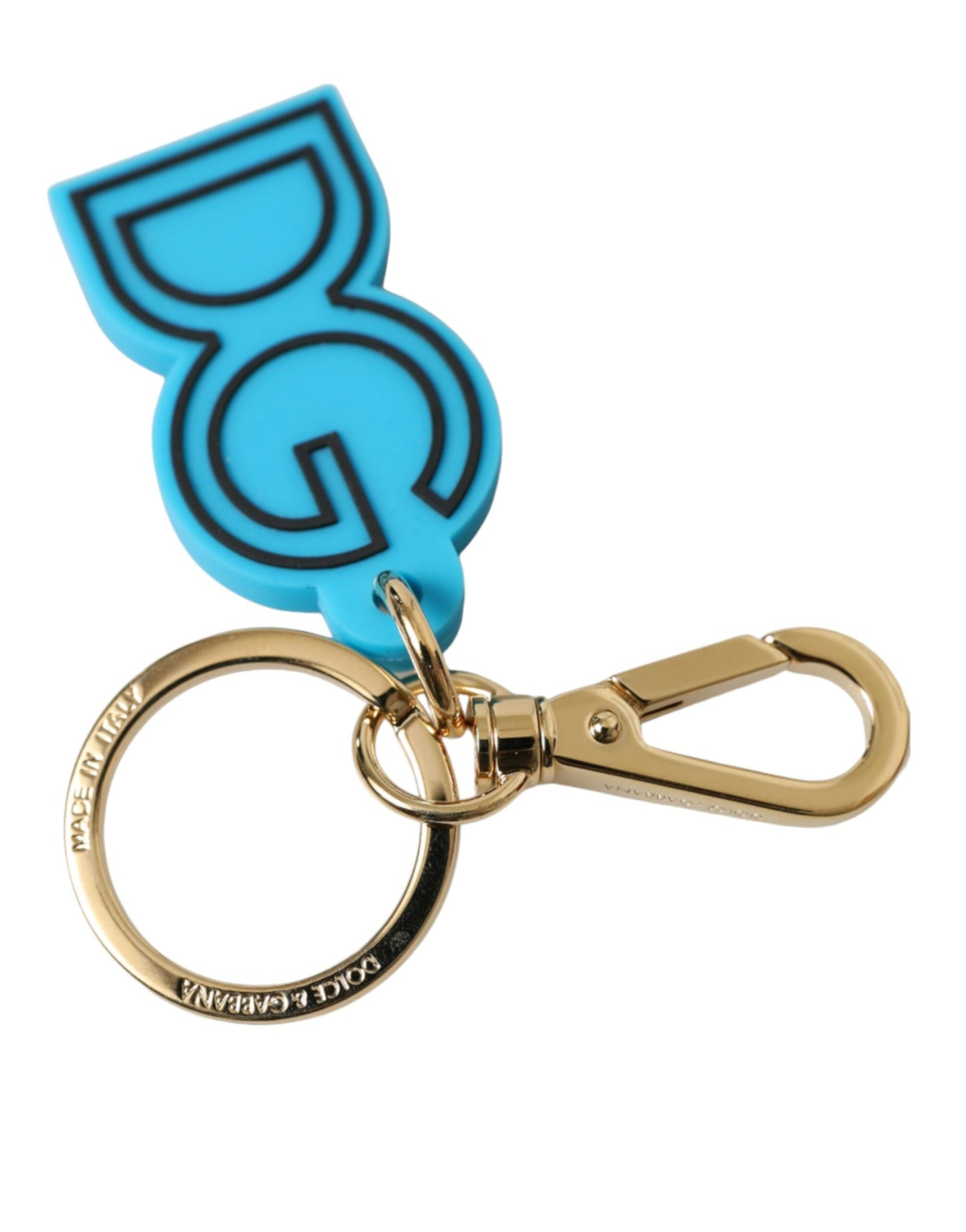 Dolce &amp; Gabbana Elegant Blue Gold Keychain Accessory