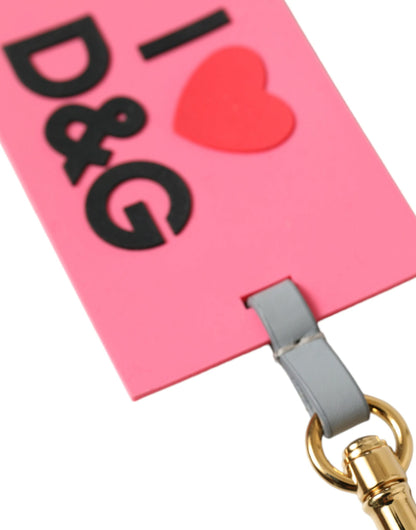 Dolce &amp; Gabbana Chic Trifold Gold &amp; Pink Key Holder Case