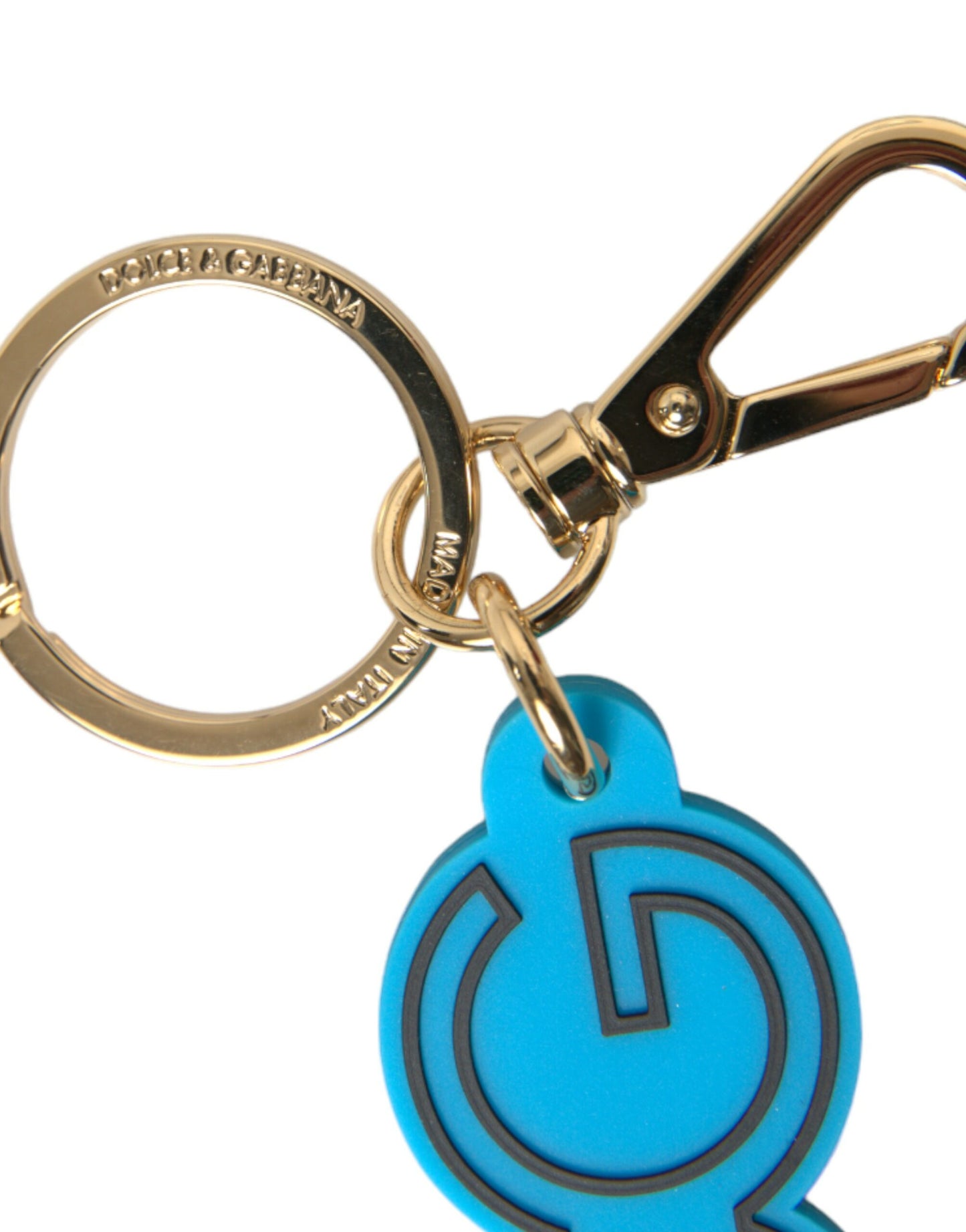 Dolce &amp; Gabbana Elegant Blue &amp; Gold Keychain Accessory