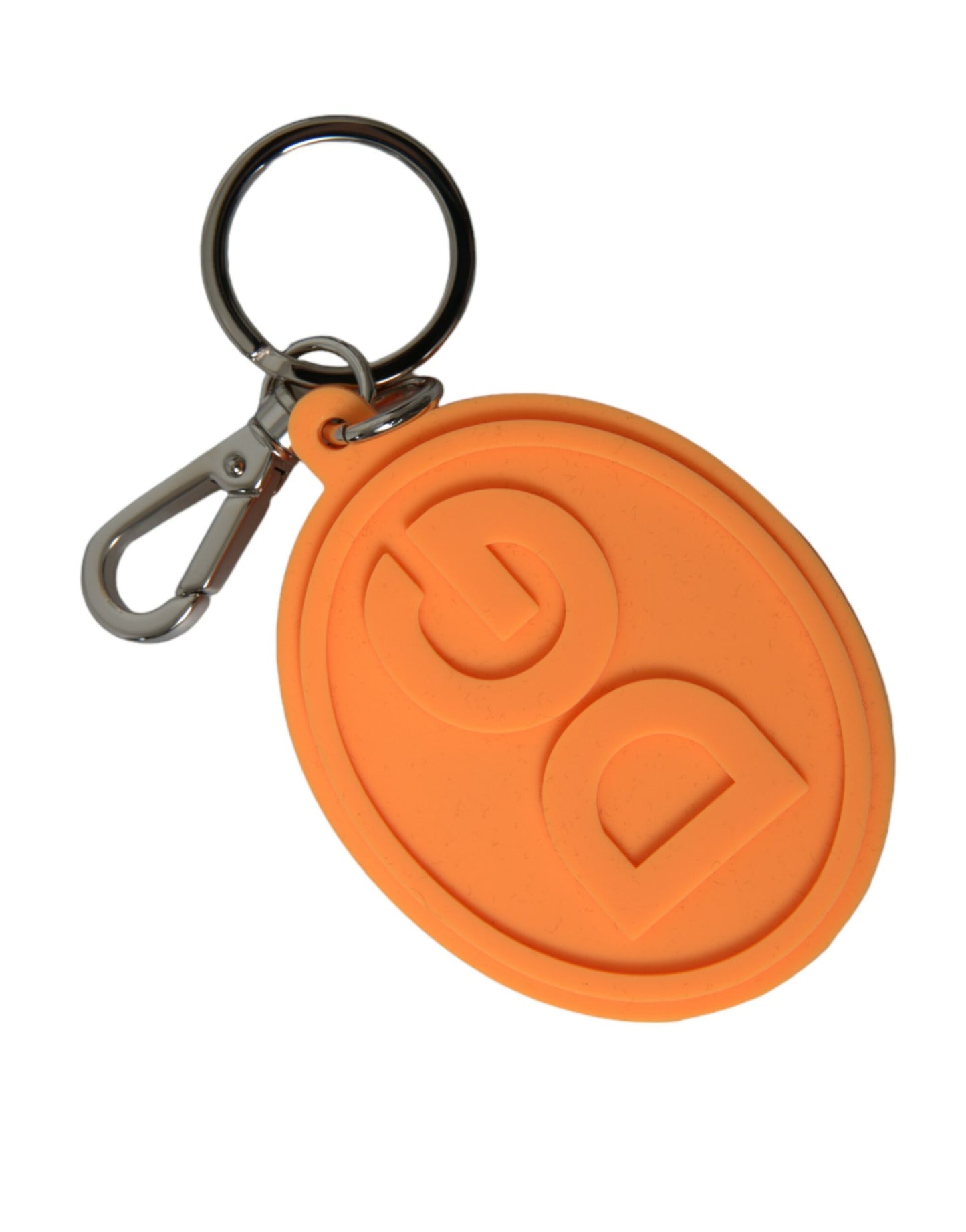 Dolce &amp; Gabbana Elegant Orange Charm Keyring with Silver Detail