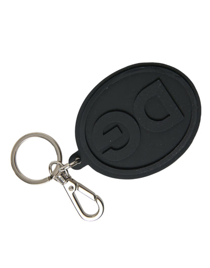 Dolce &amp; Gabbana Chic Black and Silver Logo Keychain