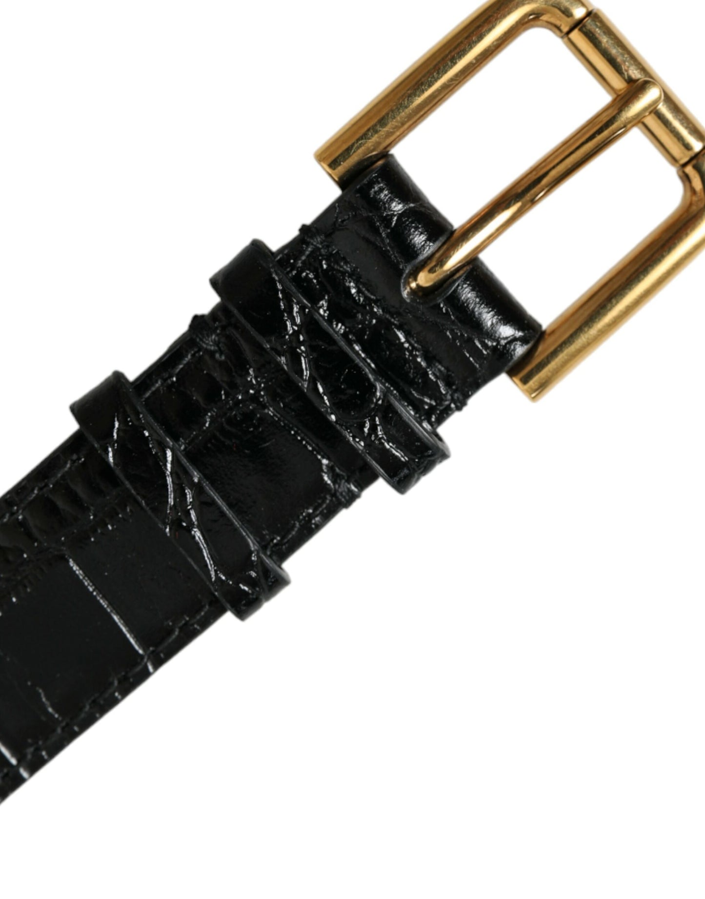 Dolce &amp; Gabbana Elegant Gold Black Leather Bracelet