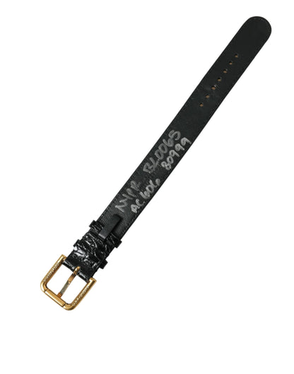 Dolce & Gabbana Elegant Gold Black Leather Bracelet