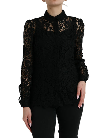 Dolce &amp; Gabbana Elegant Floral Lace Blouse Top