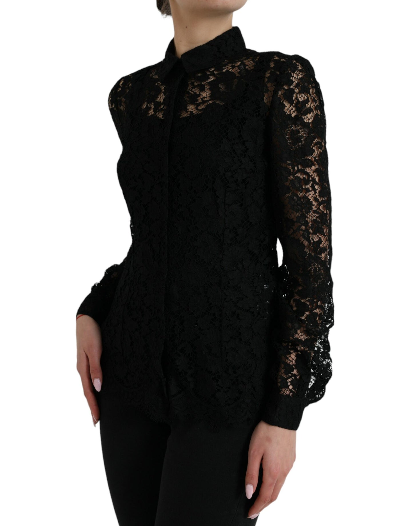 Dolce &amp; Gabbana Elegant Floral Lace Blouse Top