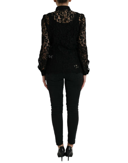 Dolce &amp; Gabbana Elegant Floral Lace Blouse Top