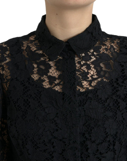 Dolce &amp; Gabbana Elegant Floral Lace Blouse Top