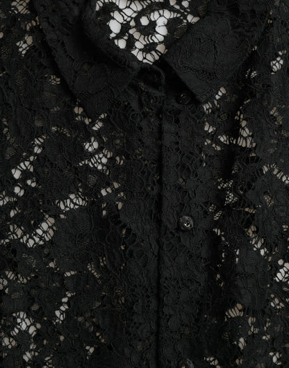 Dolce &amp; Gabbana Elegant Floral Lace Blouse Top