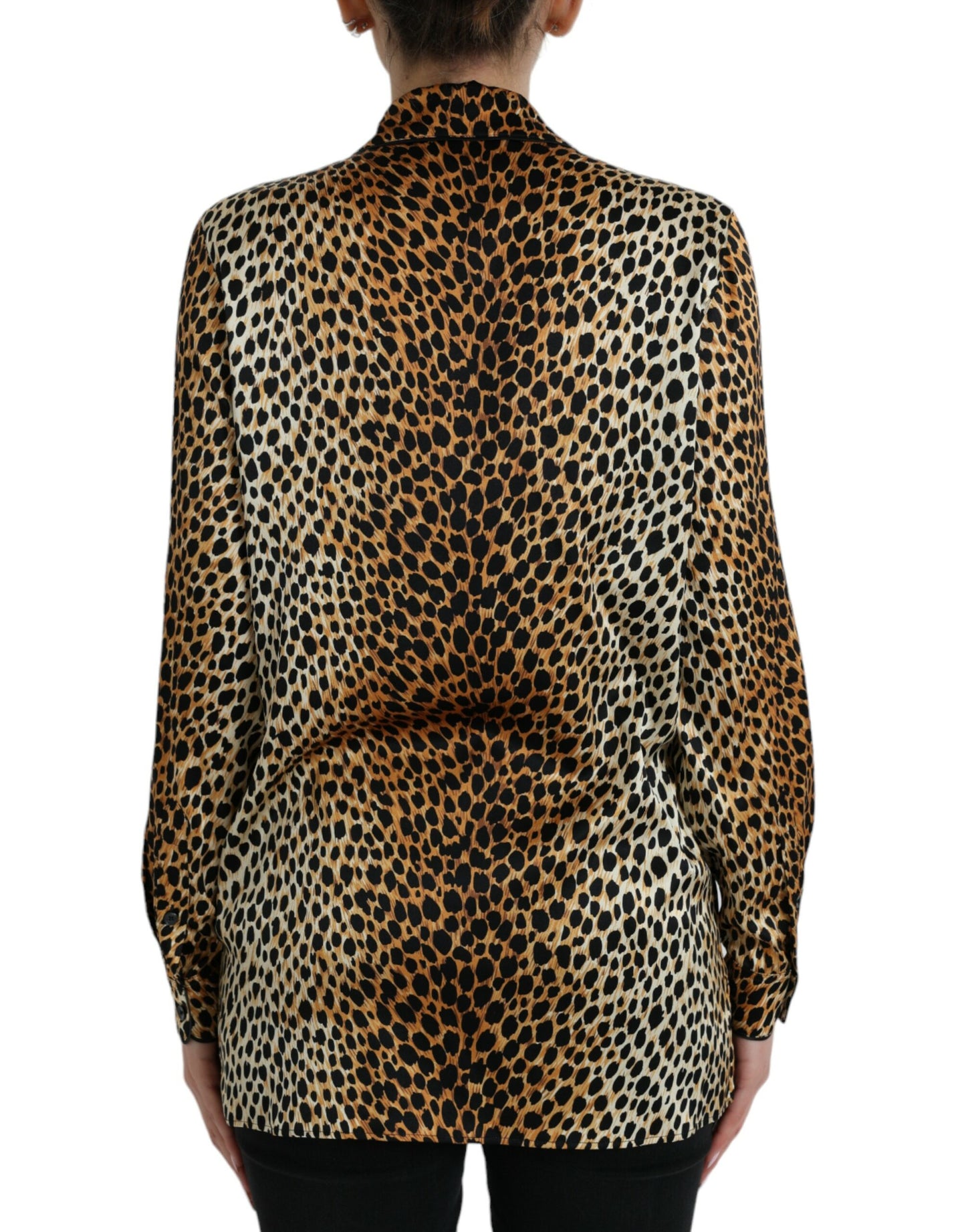 Dolce &amp; Gabbana Elegant Brown Animal Print Silk Blouse